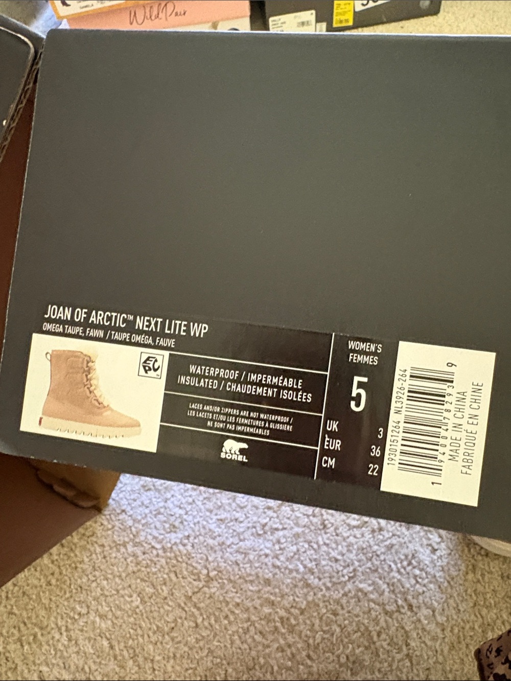 Sorel Women's Taupe/Beige Shearling-Lined Winter Boots waterproof - Picture 9 of 10